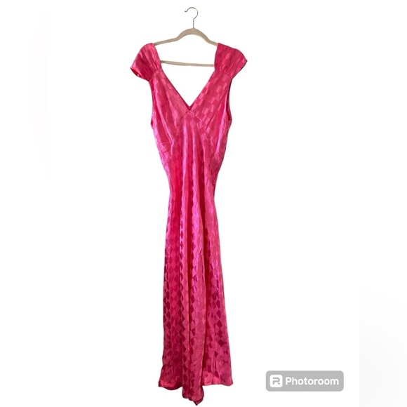 Jen’s Pirate Booty Hot Pink Wavecrest Check Jacquard Maxi‎ Dress Medium - Picture 5 of 8